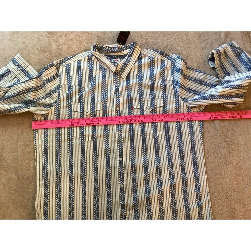 levis shirt men xl new pearl snap long sleeve striped western cowboy